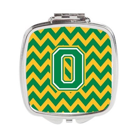 Carolines Treasures Letter O Chevron Green and Gold Compact Mirror CJ1059-OSCM